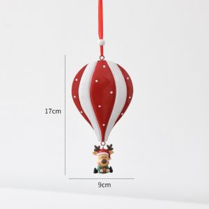 HOTOTO Red Green White  Air Balloon Ornament Hanging Loop Iron Santa Claus Pendant Vintage Durable Parachute Tree Ornament Christmas Tree