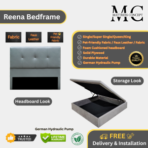 Mattress Concept Reena Storage Bedframe Pet Friendly Fabric/FauxLeather/Fabric All Size Available