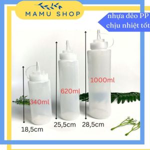 Chai đựng tương ớt đựng sốt bình đựng sữa đặc nhựa dẻo tốt Mamu shop 3 kích cỡ