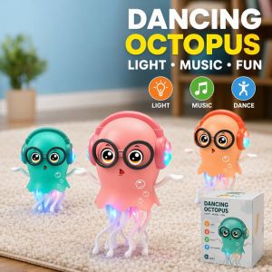 Happy Everyday.you Electric Dancing Octopus Baby Crawling Toy Tummy Time Music Lights Interactive ABS Kids Play