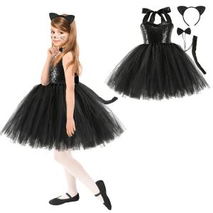 New Tutu Skirt Set Childrens Clothing Animal Cos Elk Halloween Clothing Little Cat Mesh Girls Dress School Performance Dress2026
