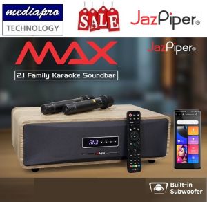 JazPiper Max 2.1 Family Karaoke Soundbar Build-in Subwoofer with 2 x Wireless Microphone - 1 Year Singapore Agent Warranty