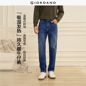 Giordano Men G+ fleece-lined five-pocket mid rise jeans Free Shipping 01116747