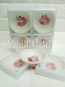 Souvenir Pernikahan Mangkok Melamin Bulat Kemasan Box Mika Isi 50 pcs DAN GRATIS KARTU UCAPAN