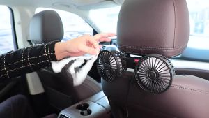 Dual-Head Car Fan for Backseat USB Powered Car Cooling Fans with 3 Speeds 5V Electric Car Seat Fan