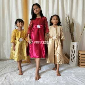 Gaun Brukat Model Terbaru 2024 Dress Pesta Mewah Brukat Anak Usia 5-6 Tahun Baju Kondangan Anak Perempuan Cewek Termurah Bahan Satin Premium KAP38