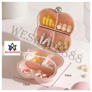 WESHOP8888 1pcs Mini-Portable Pill Box Shading Moisture-Proof Sealed Box Seven-Day Pill Multi-Grid Storage Box