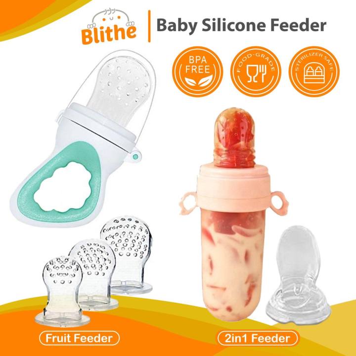 blithe baby silicone nipple fruit feeder spoon soother pacifier teether  teats fresh fruit vegetable soft spout teething training Lazada PH