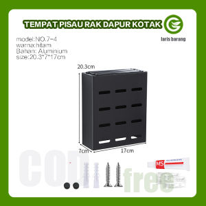 2024 FM TOKO / LARIS BARANG TEMPAT PISAU RAK DAPUR KOTAK FREE AKSESORIS MASALAH KUALITAS PRODUK PENGGANTIAN GRATIS model:NO.7-4 warna:hitam Bahan: Aluminium size:20.3*7*17cm