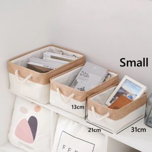 NINEONE Canvas Storage Basket Fabric Storage Bins Foldable Clothes Toys Storage Boxes Organizer with Handles