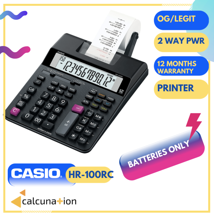 Calculator CASIO HR100RC PRINTING CALCULATOR with Batteries Only