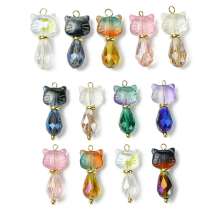 5PCs/8pcs mèo quyến rũ để làm phong cách màu men nhiều màu mặt dây chuyền động vật Keychain làm phụ kiện