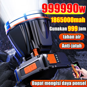 8 kali lebih terang Senter cas kepala 300W  Senter kepala super terang 500000Lumens 1865000mah 999 jam penggunaan Tahan air dan tahan jatuh Cocok untuk Memancing malam berkemah hiking Senter kepala Senter terang jarak jauh Senter kepala led super terang