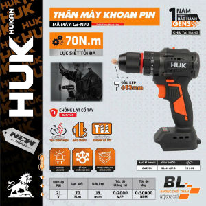 Thân máy khoan 3 chức năng dùng pin Gen 3 Hukan BODY G3-N70