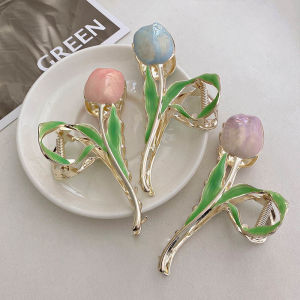 🔥🔥Roman Holiday Female Metal Tulip Temperament High-end Sense Shark Clip Adult Hair Clip COD