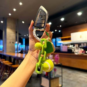 JEWELRY สร้างสรรค์ ห้อยกุญแจแบดมินตัน หัวใจหนัง พีวีซี กระเป๋าผู้หญิงแบบมีเสน่ห์ ทันสมัย แมคคารอนสี ของตกแต่งเทนนิสตลก เด็กๆ