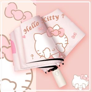 Hello Kitty Automatic Umbrella Dual-Use for Sun and Rain Portable Foldable UV-Protection Parasol Christmas gift present practical functionality.100% Polyester UV Protection Portability Compact and foldable for easy travel Carry Case