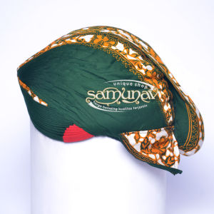 Blangkon Mataram Halus Royal Quality Hijau Motif Sekar Kedaton