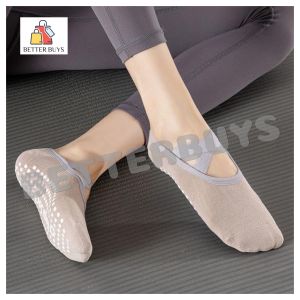 BETTER BUYS 1Pair Women Yoga Socks, Low Cut Anti Slip Sticky Bottom Workout Pilates Grip Sock For Woman