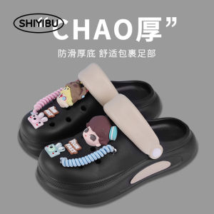 [Free Shipping] New Thick-Soled Height-Increasing Perforated Clogs For Men And Women Popular For Outdoor Wear Office Use Non-Slip Breathable And With A Closed-Toe Design Suitable For Summer