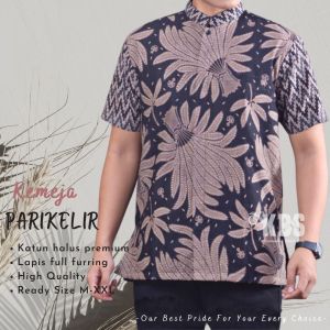 Kemeja Koko Batik Lapis Furing Motif PARIKELIR Solo Bahan Katun Grounding Sragenan Eksklusif ALETHEA