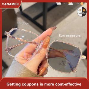 【CANAMEK】 New photochromic kính chống Blue Kính người đàn ông Phụ Nữ Color Changing Kính mắt chống UV Kính mát vuông rõ ràng khung Eyewear