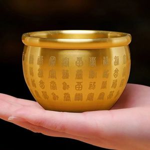 促销最低价 已开光 招财 2026 黄铜百福缸 客厅装饰升迁开业礼物 Pure Brass Baifu Cylinder Feng Shui Lucky Fortune Cornucopia Living Room Study Desktop Treasure Bowl Ornament Small Ashtray