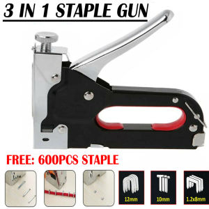 🔥【24 hour shipping】3 In 1 Nail Gun Heavy Duty Staple Gun DIY Furniture Construction Stapler Upholstery Staple Gun With 600 Staples Home Decor Carpentry Tools