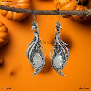 [COD] yixiayun 1 Pair Elegant Jewelry For Festivals And Special Occasions Silver Color Bohemian Opal Pendant Earrings Wedding Anniversary Accessories