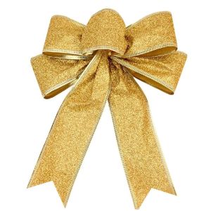 XYAX 1PC 2025cm Bowknot Butterfly Bow Hanging Pendant Christmas Bows Xmas Party Supplies Home Decor Ribbon Bows Christmas Tree Ornaments