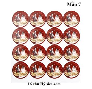 Decal hỷ tròn trang trí vật dụng ngày cưới