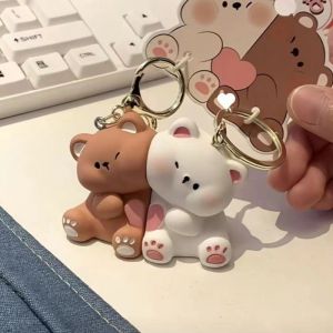 Little Bear Matching Key Ring  Cute Creative Magnet Couple Keychain Backpack Pendant Valentines Day Birthday Presents for Lovers Best Friends