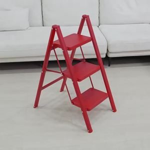 LZD  Kentai  Red Household Collapsible Ladder Trestle Ladder Indoor Multi-Functional Thickened Safety Stairs Ladder Stool