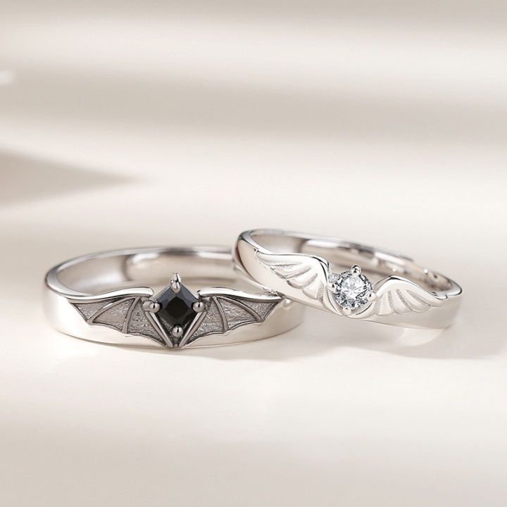 Angel and Demon Couple Ring Male and Female Pair of Index