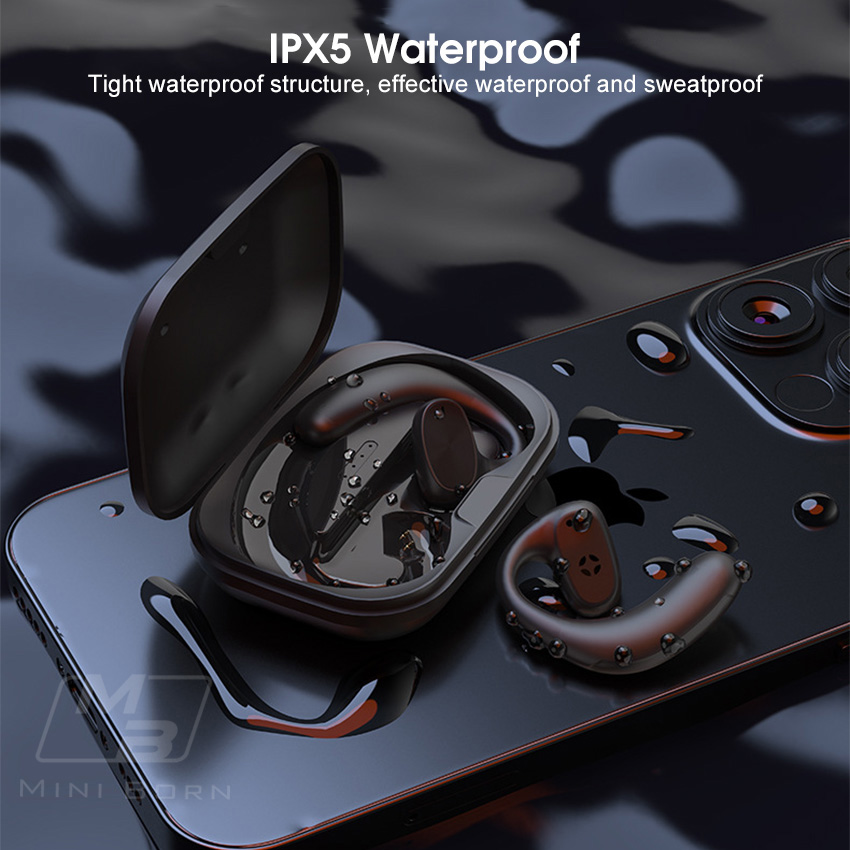 Mini Born TWS Bluetooth Earphone 5.0 căști cu conducție osoasă, cârlig pentru ureche, căști cu afișaj LED, căști non-intraauriculare, căști stereo HD, impermeabile, S_voghion.com