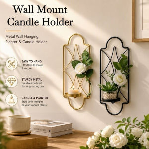 Wall Mount Candle Holder Geometric Metal Sconce Golden Vintage Rustic European Style Home Decor