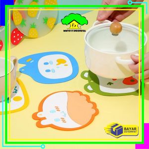 MI-C868 Tatakan Gelas Silikon Motif Karakter Lucu Tahan Panas Serbaguna / Tatakan Alas Panci Panas