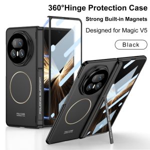 【🔥SG🔥】RICHMENTMALL Rotating Hinge Protector Case For Honor Magic V5 Magnetic Ring Phone Cover With Front Tempered Glass Film
