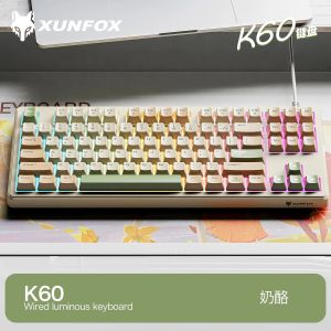 Keyboard Mouse Spanish Russian Arabic Korean Keyboard 80% Layout USB Wired 87 Keys Rainbow Lighting Ergonomics Design K60 Gaming2026