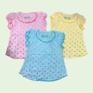 Combo 5 áo cộc tay bé gái họa tiết nền màu vải 100% Cotton mềm mát cho bé 3-12kg / áo ngắn tay bé sơ sinh