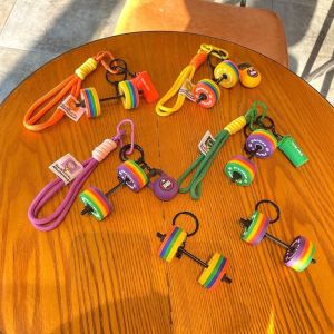 COPOTIYA Có thể tháo rời Móc khóa đĩa tạ Kettlebell dây chuyền dòng thể dục Mát mẻ Bùa túi Móc khóa tạ giả Người tập thể dục