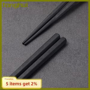 fanghui 1 Pairs Alloy Chinese Chopsticks Food Japanese Sushi Sticks Reusable Non Slip Dishwasher Safe Bamboo Shape Food Grade Chopsticks