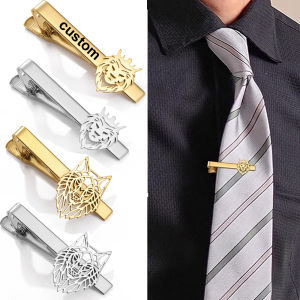 Custom Lion King Crown Tie Clip For Men Animal Tie Clasp Stainless Steel Elegant Mens Tie Accessory for Weddings Business Formal Events Stylish Gift for Him