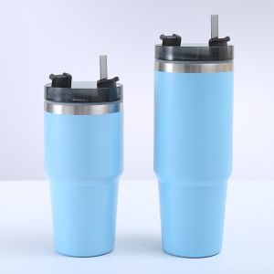 Stainless Steel Double Wall Tumbler Thermos Thermal Cup with Straw - 590ml (20oz) & 890ml (30oz)