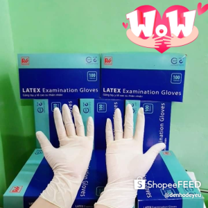 [10 ĐÔI] găng tay cao su y tế Vglove Duy Hàng Có Bột Không Bột màu Kem cổ ngắn size Xs S M L dẻo dai đạt chuẩn Bộ Y Tế