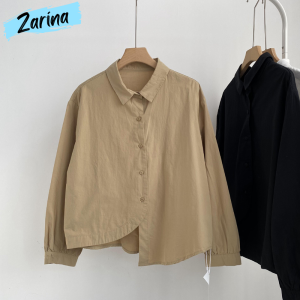 【ZARINA】Harajuku Cotton Blouse Crop top plus size Crop top long sleeve blouse baju kemeja croptop shirt baju ootd 032