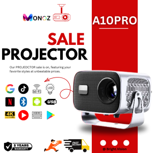[HOT] MONOZ A10 PRO Projector 5500 Lumens Full HD 4K Android Projector For Phone With Bluetooth