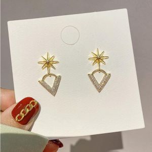good 999 18K GOLD fashion exquisite octagonal Star geometry zircon Earrings ES6221
