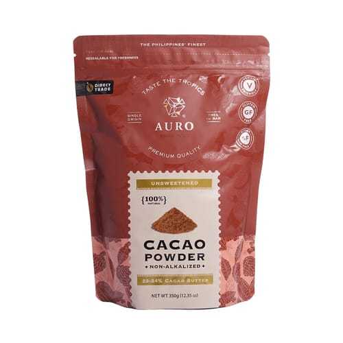 Auro Chocolate Unsweetened Cacao Powder 22-24% Cacao Butter (350g ...