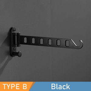 HKStorage Clothes Rack Black Swivel Clothes Hangers Wall Mounted Hanger Drying Rack Aluminum Clothes Organization WB3018